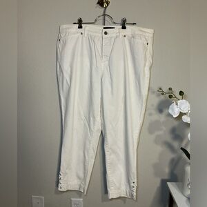 Talbots Cream Cropped Pants with Button Detail